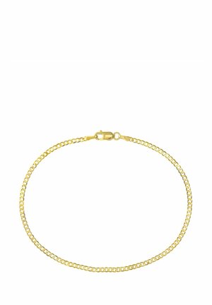 Narukvica od zlatnog lanca sastavljena od međusobno povezanih karika s glatkim završetkom. Ima sigurnosnu kariku u obliku škampa za pričvršćivanje.