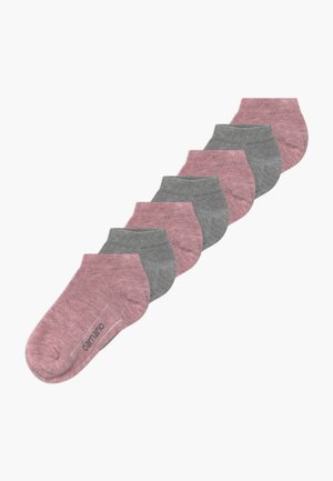Set aus sieben Knöchelsocken in Pink und Grau. Baumwollmischung, nahtloses Design und gepolsterte Fußsohle. Weiches Material und bequeme Passform.