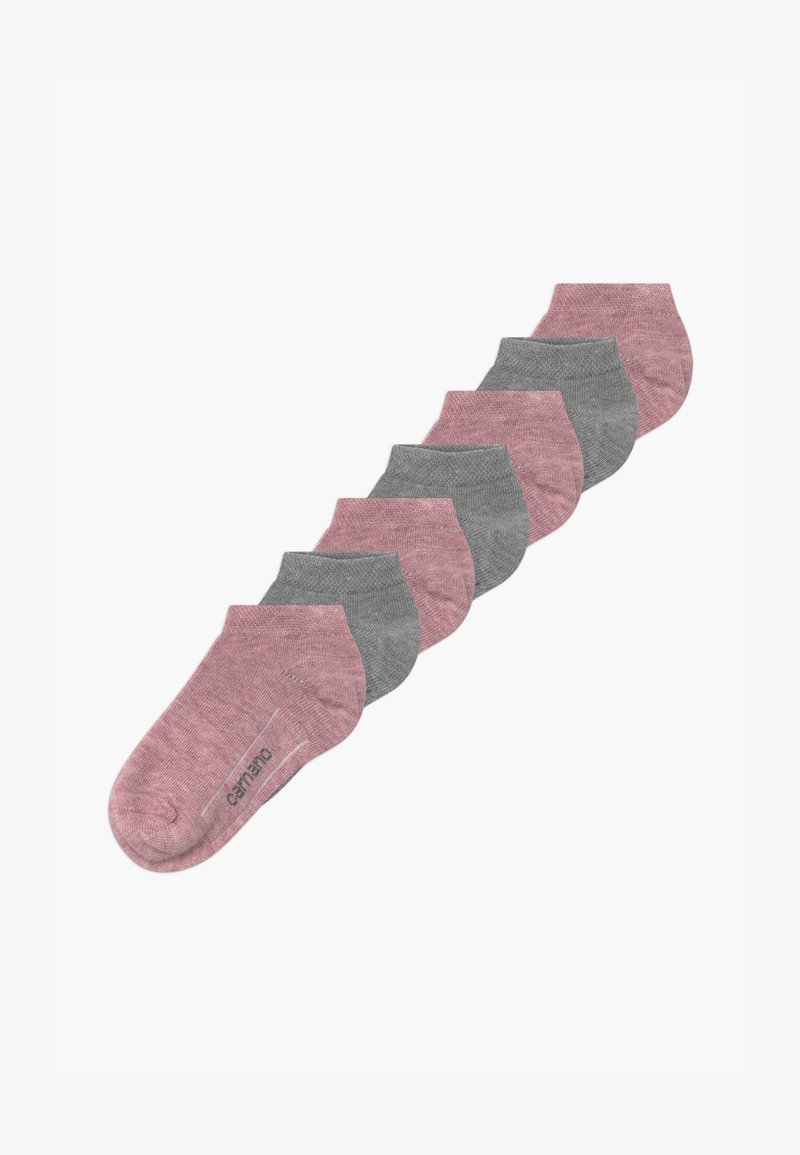 Sæt af syv ankelstrømper i pink og grå. Blandingsstof af bomuld, sømløs design og polstret fodseng. Blød tekstur og behagelig pasform.