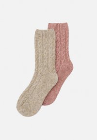 WOMEN COSY CABLE STITCH SOCKS IN BOX 2 PACK - Socks - dusty rose