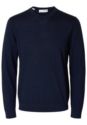 Selected, SLMTRAY LS KNIT MERINO CREW NECK NOOS - Πουλόβερ - navy blazer