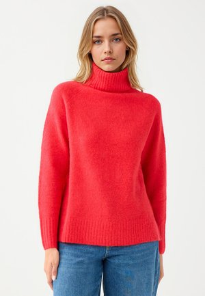 REGULAR FIT POLO NECK PULLOVER - Pullover - red