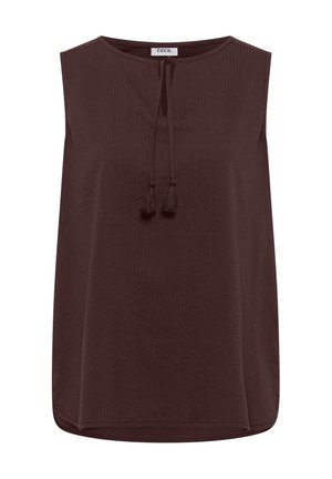 Cecil, BLOUSE TOP WITH SPLIT NECK AND TIES - Top - brown cacao
