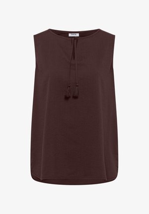 Cecil, BLOUSE TOP WITH SPLIT NECK AND TIES - Top - brown cacao