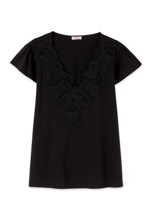 Oltre, T-SHIRT CON RICAMO - Bluse - nero