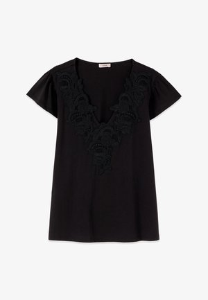 Oltre, T-SHIRT CON RICAMO - Camiseta estampada - nero