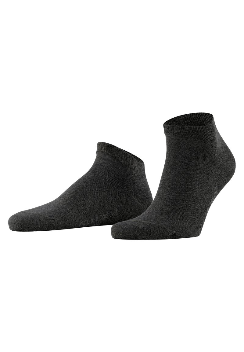 Schwarze Knöchel-Socken aus einem weichen, strukturierten Material mit einem niedrigen Schnitt und verstärkten Fersen- und Zehenbereichen.