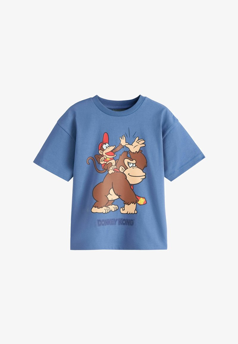 T-shirt bleu avec Donkey Kong donnant un high five à Diddy Kong, et le mot Donkey Kong imprimé sous les personnages.