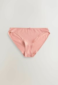 Slip bikini en coton rose clair pour femmes avec un petit nœud au centre devant, présenté sur un fond neutre.