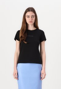Calvin Klein Jeans - INSTITUTIONAL GRAPHIC SLIM TEE - Basic T-shirt - black Thumbnail Image 1