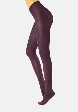 Pantys transparentes de color ciruela con una textura suave, diseño de longitud completa y una cinturilla elástica. Adecuadas para varios conjuntos.