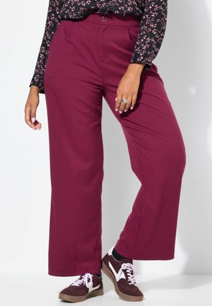 TAILLE HAUTE À JAMBES LARGES ET TAILLE PARTIELLEMENT ÉLASTIQUE TEXTURE - Pantaloni - claret