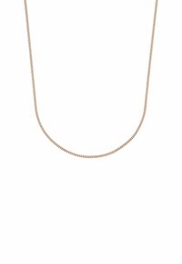 Collar de cadena en oro rosa con un diseño plano, que presenta un acabado suave y pulido, y una textura delicada y uniforme.