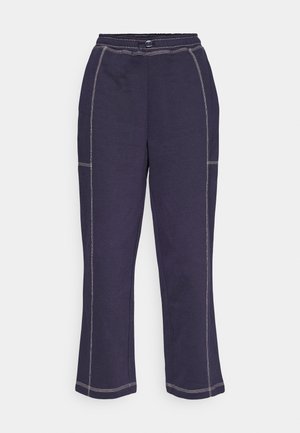 LOOK WIDE LEG JOGGERS WITH CONTRAST STITCHING - Tracksuit bottoms - dark blue