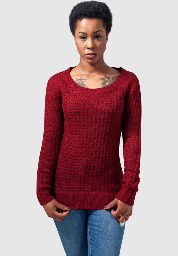 LADIES LONG WIDENECK SWEATER - Strickpullover - burgundy