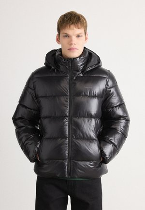 GLOSSY CHANNELED PUFFER - Winterjas - black