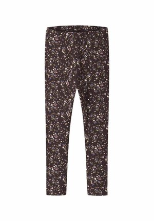 Leggings foncés avec un petit imprimé floral couvrant toute la surface dans des tons pastel, coupe slim et taille élastique.