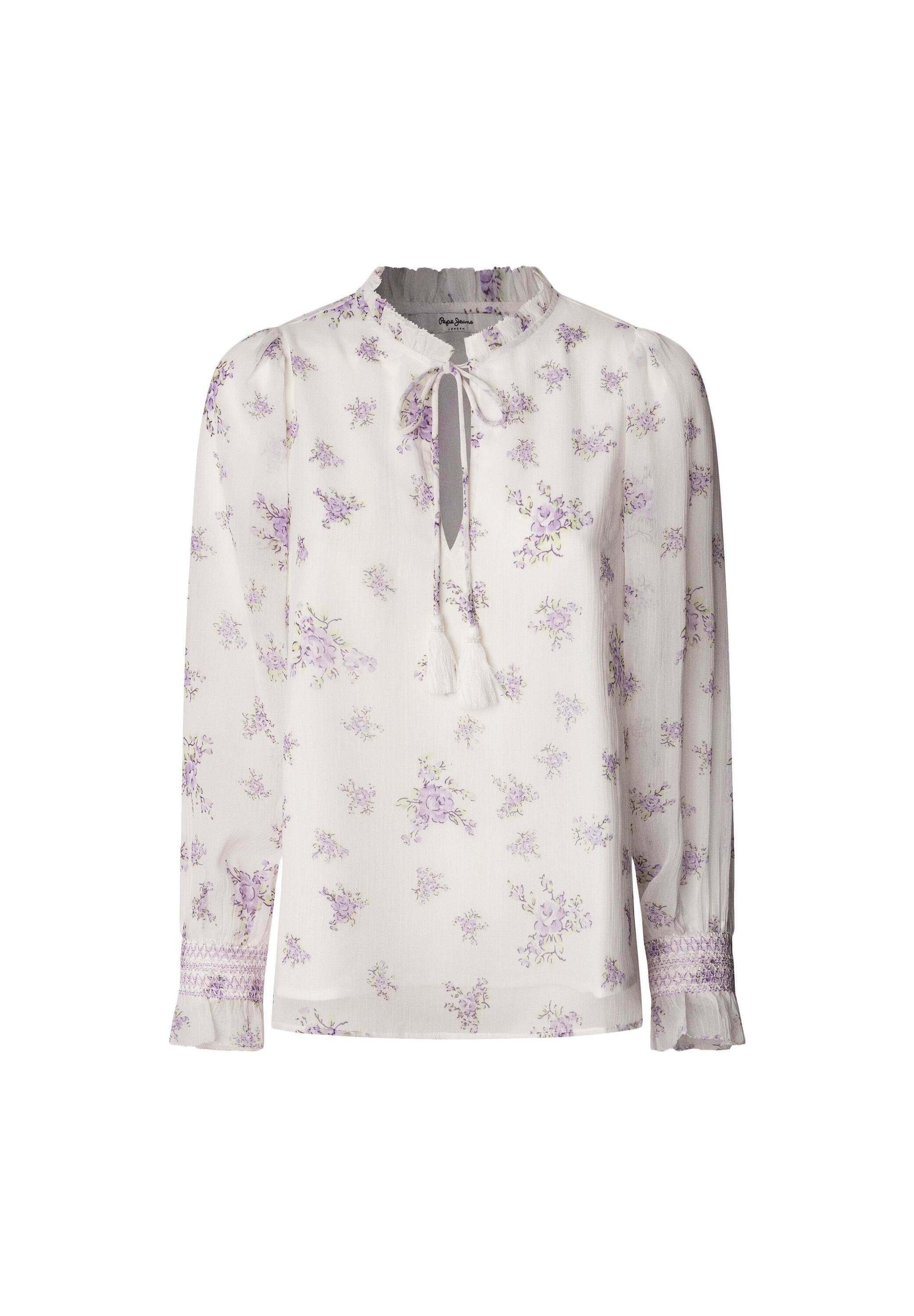 Pepe Jeans Mädchen Scarlett Bluse – Langarm Mit Blumenaufdruck, Rüschen & Spitzenverzierung