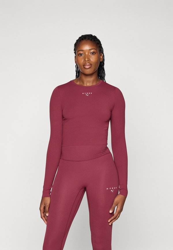 HYROX SHAPELUXE CROP TEE - Long sleeved top - ruby shimmer