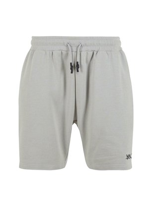 Lysegrå bomuldsshorts med elastisk talje, justerbar snor og et lille sort logo på nederste højre ben.