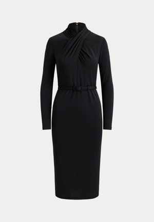 Lauren Ralph Lauren, BELTED MOCKNECK JERSEY DRESS - Трикотажна рокля - black