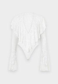 LONG SLEEVE DEEP V RUFFLE BODYSUIT - Maglietta a manica lunga - snow white