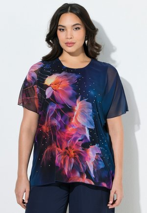 Ulla Popken MIDNIGHT BLOSSOM LAYERED CHIFFON BLOUSE - Bluse - marine