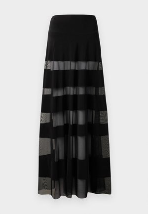 SPLICED FLARED SKIRT - Fustă maxi - black/black mesh