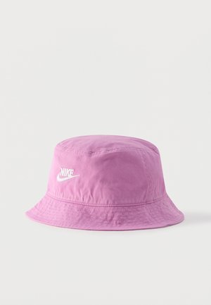 Lillaka Nike kaanega kübar valge tikitud logoga ees, pehme triibuga ja õmmeldud äärega.