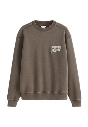 Next, REGULAR FIT - GRAPHIC PRINT CREW NECK SWEATSHIRT, brązowy melanż