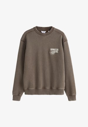 Next, REGULAR FIT - GRAPHIC PRINT CREW NECK SWEATSHIRT, brązowy melanż