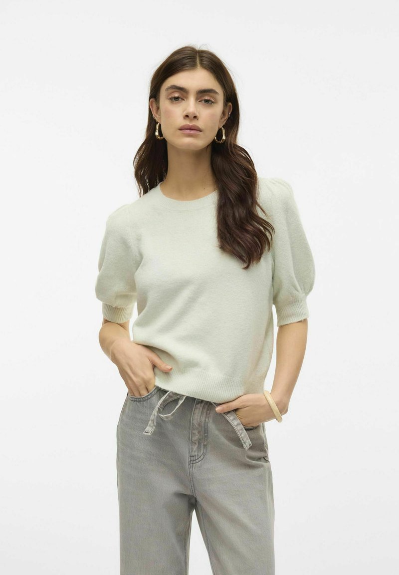 Vero Moda VMDOFFY 2/4 O-NECK GA NOOS - T-shirt basic - milky green