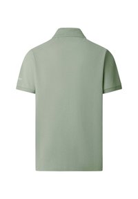 Polo vert clair à manches courtes vu de dos, avec un col plié et sans logos ni motifs visibles.