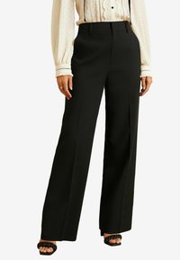 REGULAR FIT - HIGH WAIST WIDE  - Trousers - black