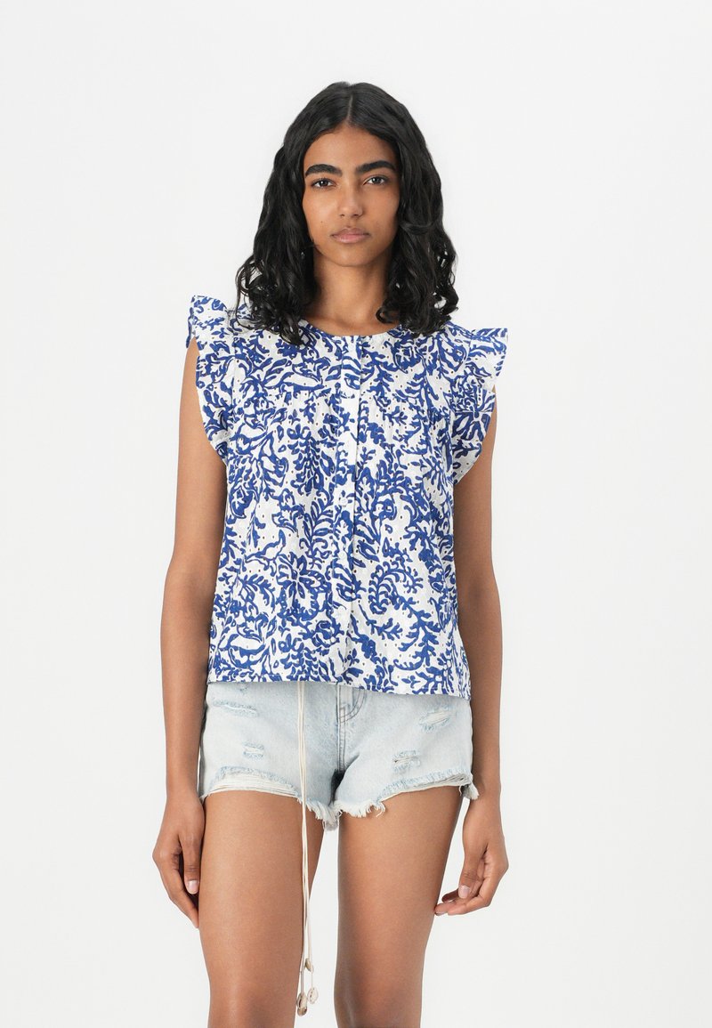 ONLY - ONLAMANDA - Button-down blouse - cloud dancer/estate blue, Enlarge