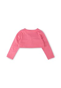 Langärmliges verkürztes Oberteil aus weichem Baumwollstoff, in lebhaftem Pink mit rundem Ausschnitt und schlichten Nahtdetails.