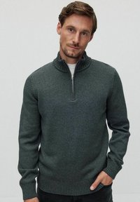 Dobber JON HALF ZIP - Stickad tröja - dark grey mel