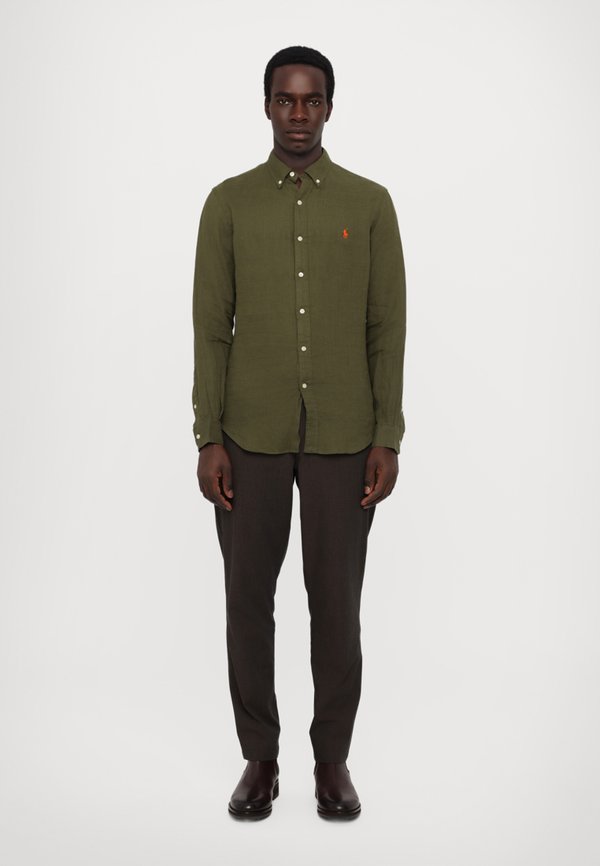 SLIM FIT LINEN SHIRT - Shirt - new olive2