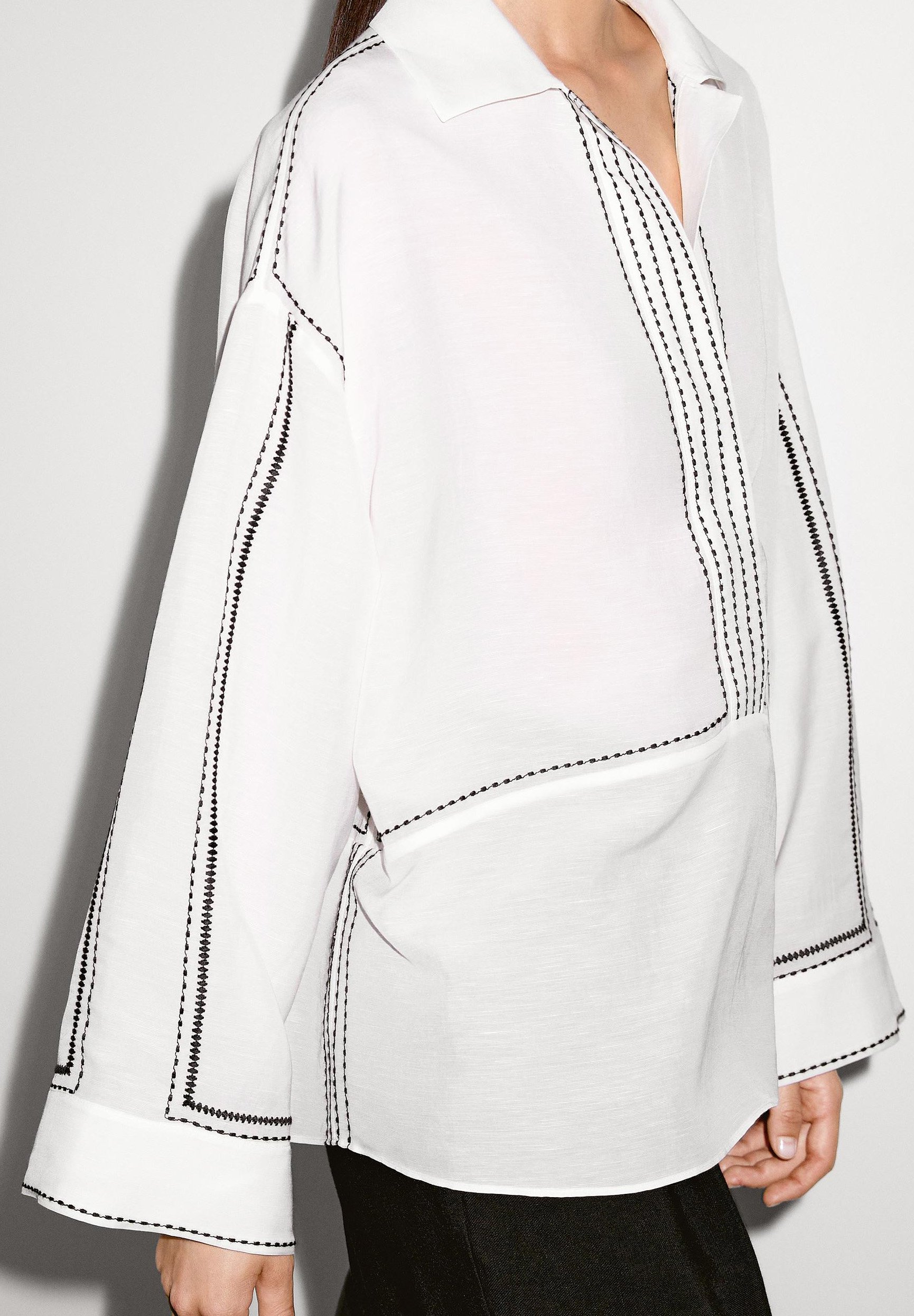 売れ筋商品|||マッシモ ドゥッティ シャツ レディース トップス EMBROIDERED  - Blouse - white Massimo Dutti EMBROIDERED - Blouse - white - Zalando.co.uk