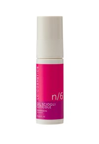 Gel rimuovi cuticole in una bottiglia cilindrica bianca con etichetta rosa. Il testo riporta il nome del prodotto e le istruzioni. Dimensioni: 30 ml.