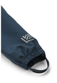 Tumesinised varrukad, millel on elastne mansett ja mustast kangast aas. Kaunistatud helehalli geomeetrilise logoga. Sile, vastupidava materjali tekstuur.