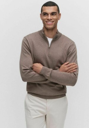 MENTON HALF ZIP - Striktrøje - taupe