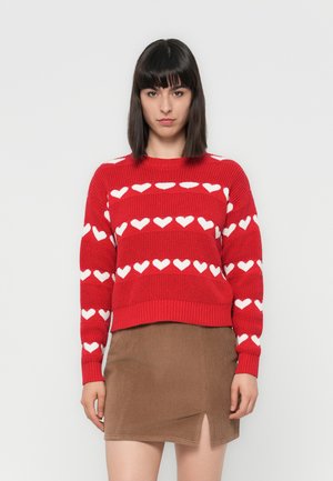 NMBLITZEN O NECK - Trui - racing red/birch