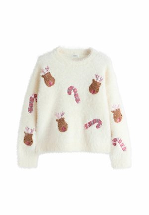 REGULAR FIT - REINDEER CANDY CANE CHRISTMAS  - Strickpullover - ecru
