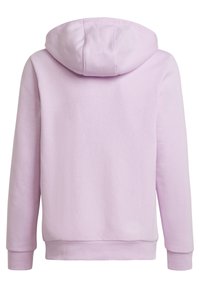 Lichtpaarse hoodie gezien vanuit de rug, met lange mouwen en geribde manchetten en onderrand.