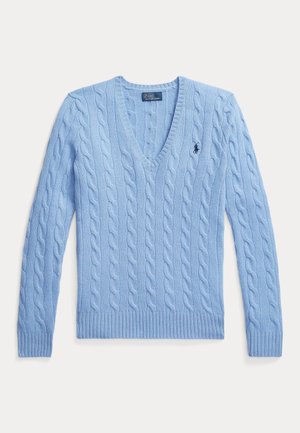 Polo Ralph Lauren, CABLE-KNIT WOOL-CASHMERE V-NECK SWEATER - Pulóver - new litchfield blue
