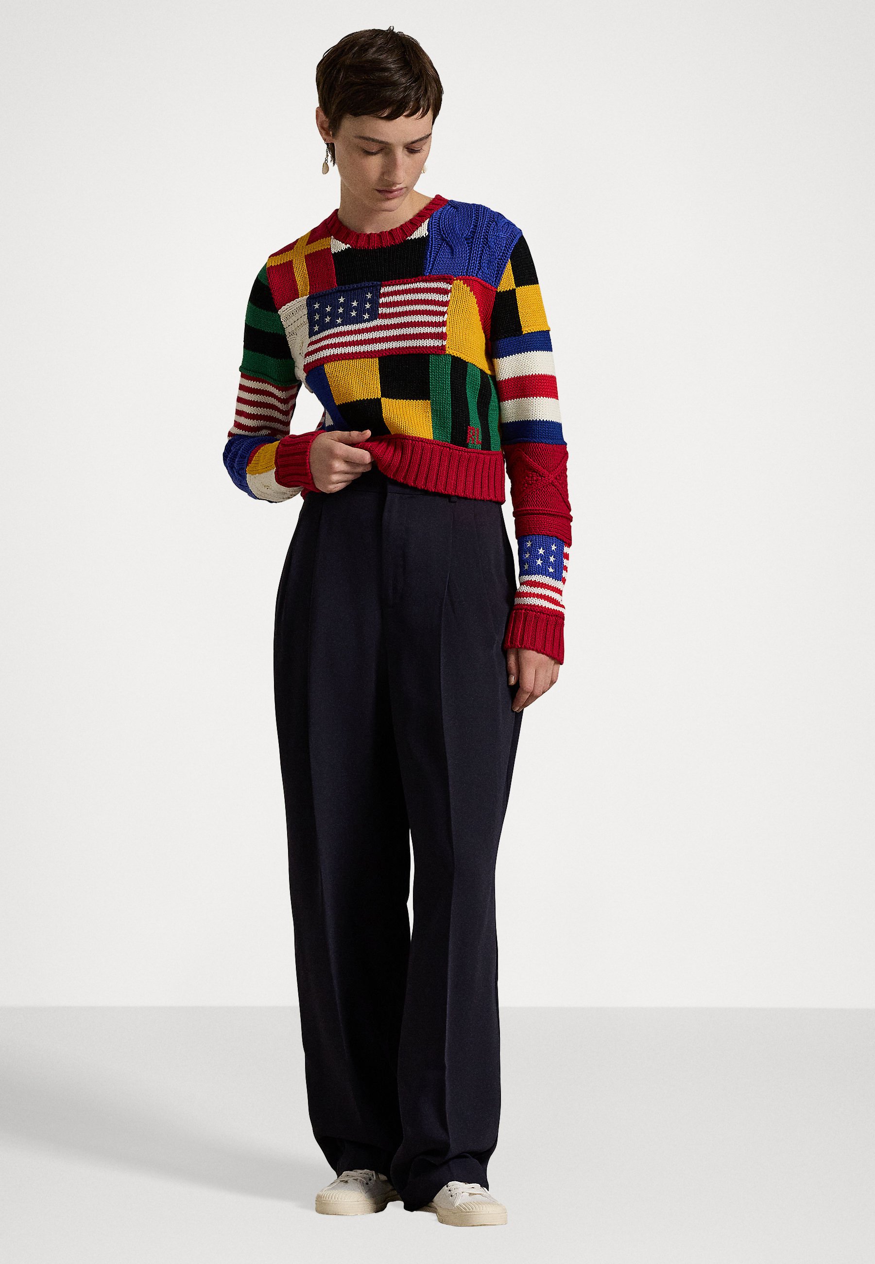 Polo Ralph Lauren FLAG MOTIF COTTON CREWNECK SWEATER