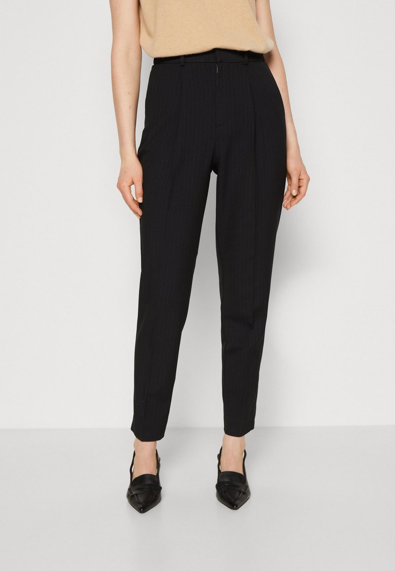 Lindex TROUSERS HALEY STRIPE Broek black/zwart denim/blackdenim
