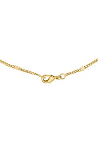 Collana in oro con design intrecciato, dotata di chiusura a moschettone e piccoli dettagli testurizzati. Finitura metallica liscia e lucida.