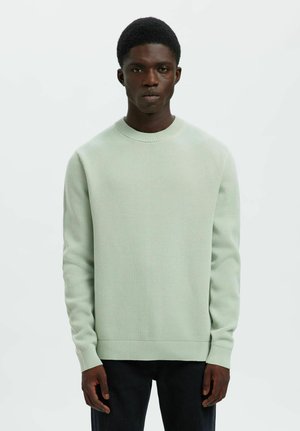 SLHDANE STRUCTURE CREW NECK - Strickpullover - aqua gray